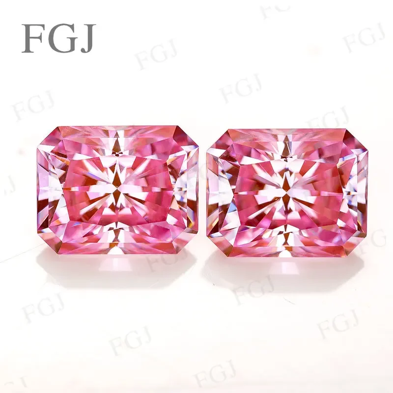 Moissanite Stone Brilliant Radiant Cut Pink VVS1 Lab Created Diamond GRA Certificate Charms For Birthday/Wedding/Dating Gift DIY