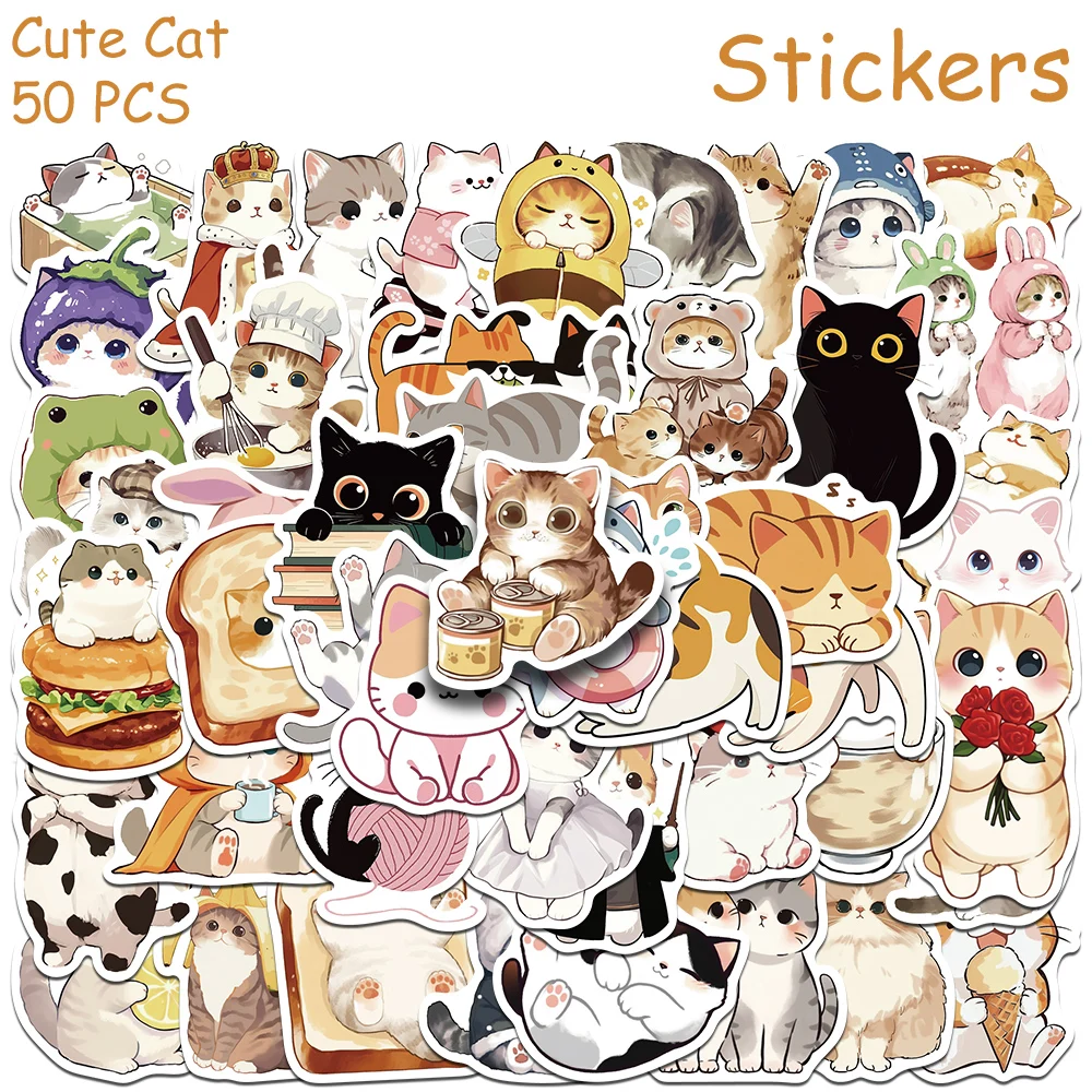 【セール中】50 個漫画かわいい猫ステッカーデカール電話ラップトップスーツケーススクラップブックヘルメット DIY 落書き美的ステッカークリエイティブギフト