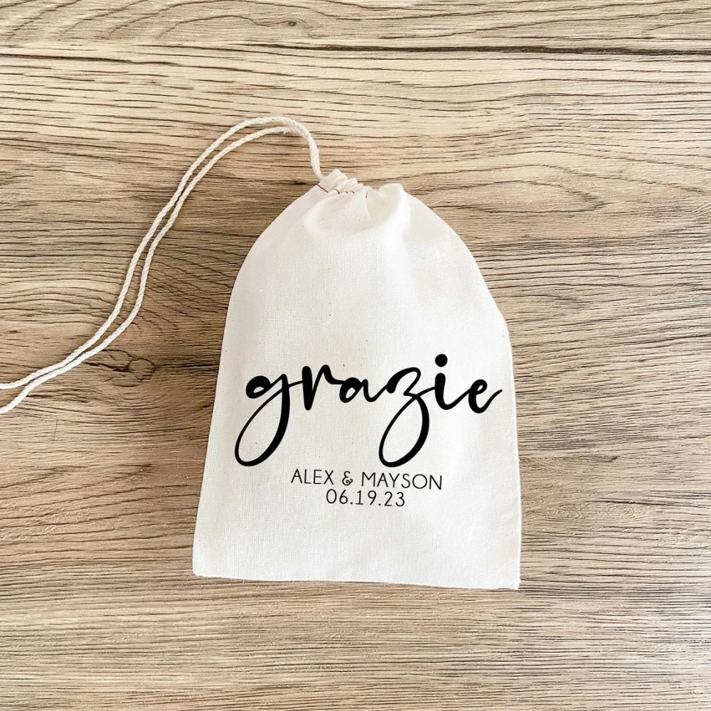 25 pcs Grazie Italy Favor Bag-Wedding Guest Favor Bags-Destination Wedding-Custom Couple Bag-Hangover Kit-Italy Gift