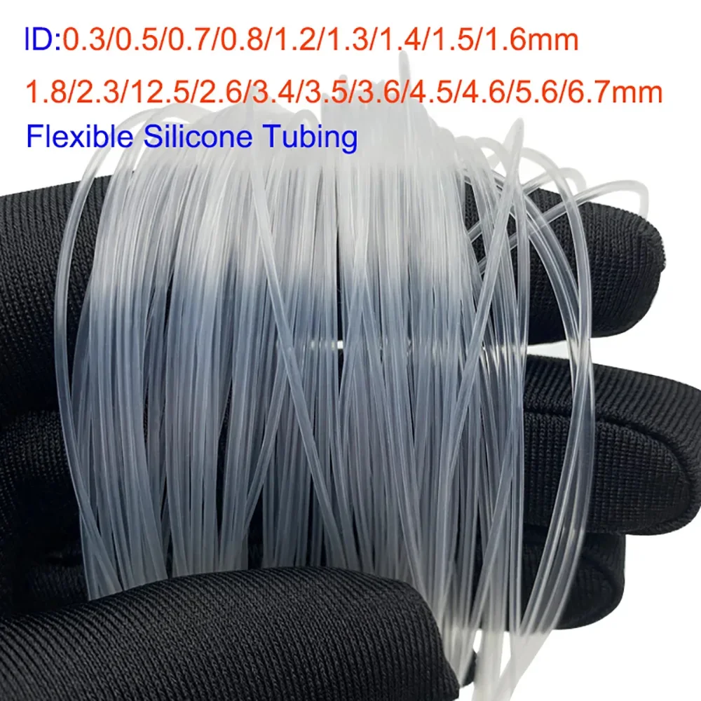 

10M Transparent Flexible Silicone Tubing ID 0.3mm-6mm /OD 0.8mm-7mm Food Grade Tube Pipe Temperature Resistance Nontoxic Medical