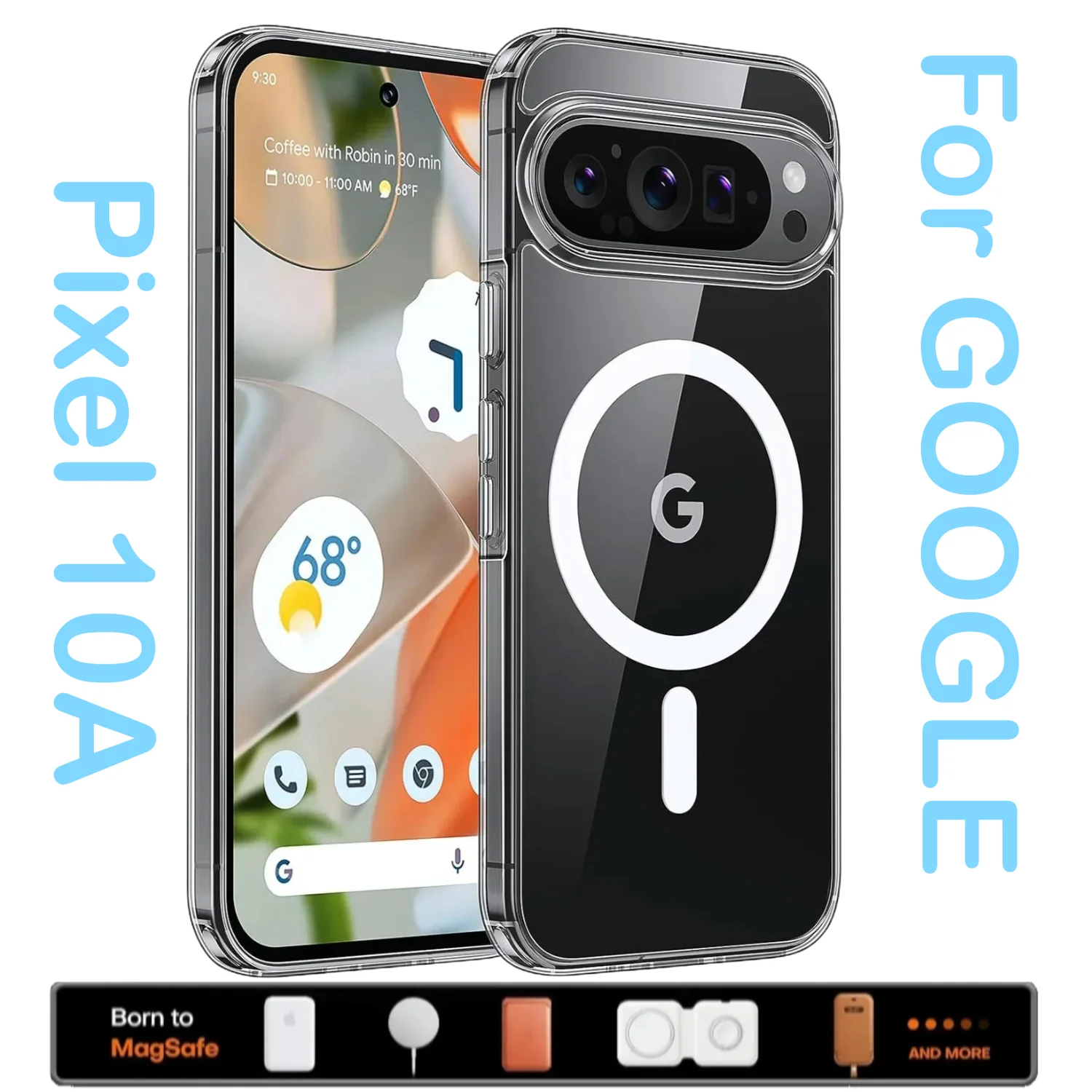 Für Magsafe Acryl Klar Fall für Google Pixel 10 A 9 Pro XL 8 7 6 Pro EINE Auto magnetische Halter Drahtlose Aufladen Stoßfest Abdeckung