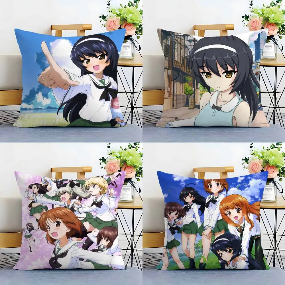 GIRLS und PANZER Classic Pillow Case Sofa Decorative Home Double-sided Printing Short Plush Cushion Pillow Cover Holiday Gift