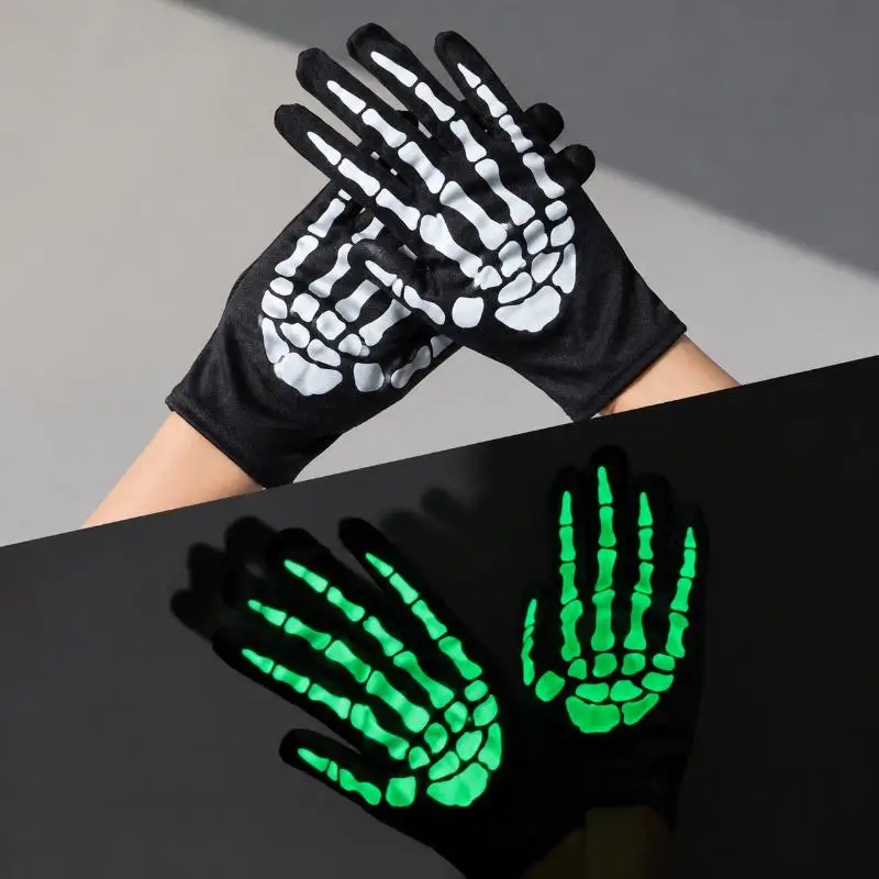 Adult Style Full-Finger Skeleton Fashion Gloves For Men And Women, Trendy Ghost Claw Cosplay Dance Performance Props