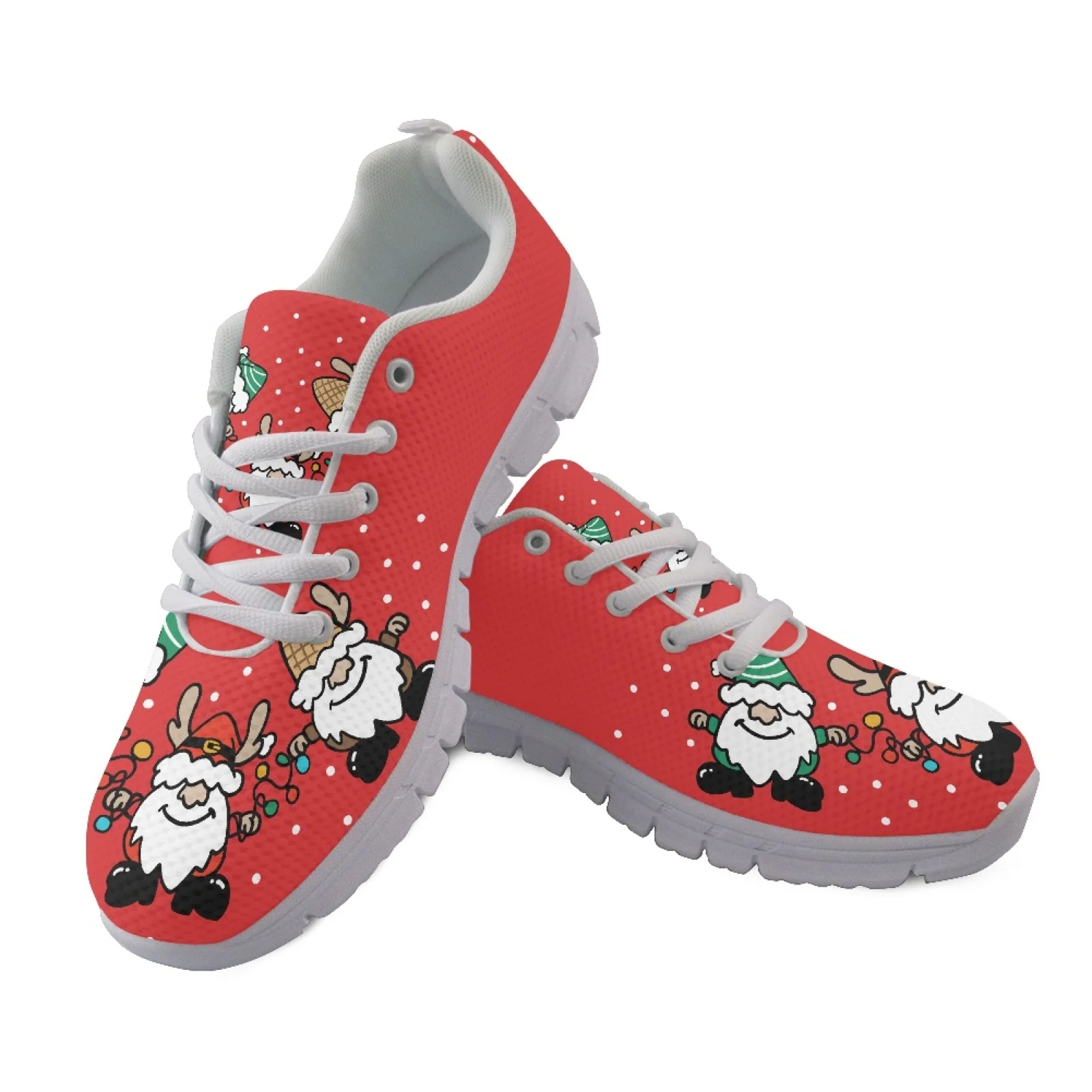 Coloranimal Christmas Santa Pattern Running Shoes Sports Tennis Shoes for Women Soft Running Sneakers