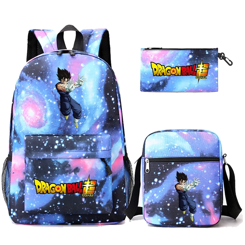 3Pcs/set Anime Dragon Ball Backpack Boy Girl Rucksack Teenager Student Schoolbag Cartoon Travel Bag Shoulder Bag Canvas Mochila