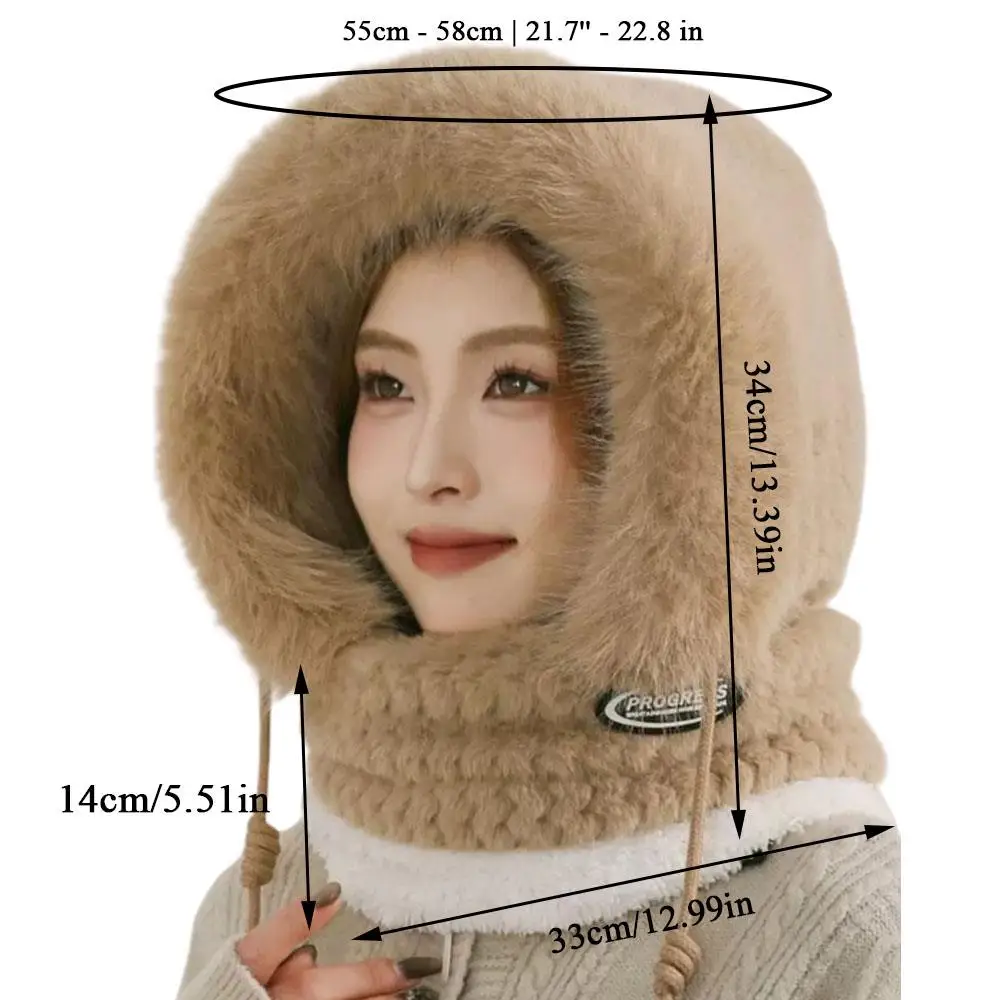 المرأة رئيس هود الشتاء قبعة بالاكلافا قبعة الفراء قناع مجموعة أفخم هوديس للفتيات الرقبة أدفأ هود سدادات حماية الأذن قطعة واحدة قبعة