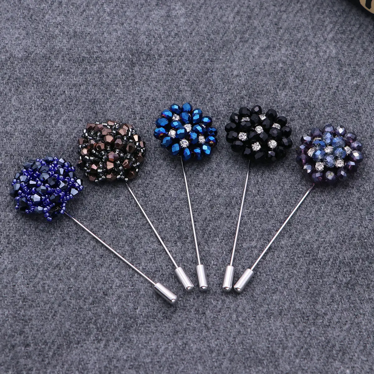 Men's Long Crystal Flower Brooch Pin Suit Lapel Accessory Eye Catching Conversation Starter Wedding Formal Office Night Out