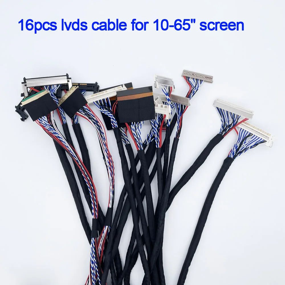 16pcs lvds cable kit 51pin 30P 20P 40P 1ch/2ch-6bit/8bit kit commonly used for 10-65