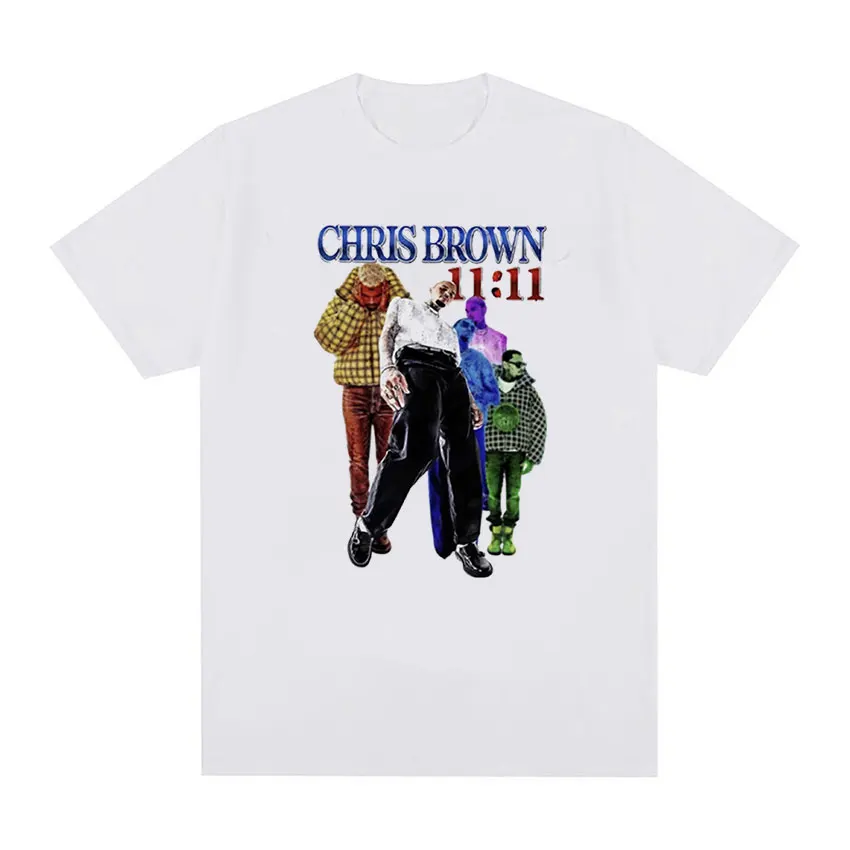 Rapper Chris Brown 11 11 Tour 2024 Graphic T Shirts Men Hip Hop Retro Short Sleeve T-shirt 100% Cotton Oversized Tees Streetwear