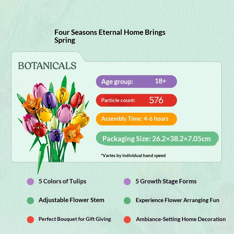 Lego bouwstenen bloemplanten serie 11501 tulpboeket jongens en meisjes kinderpuzzel bouwspeelgoed cadeau woondecoratie