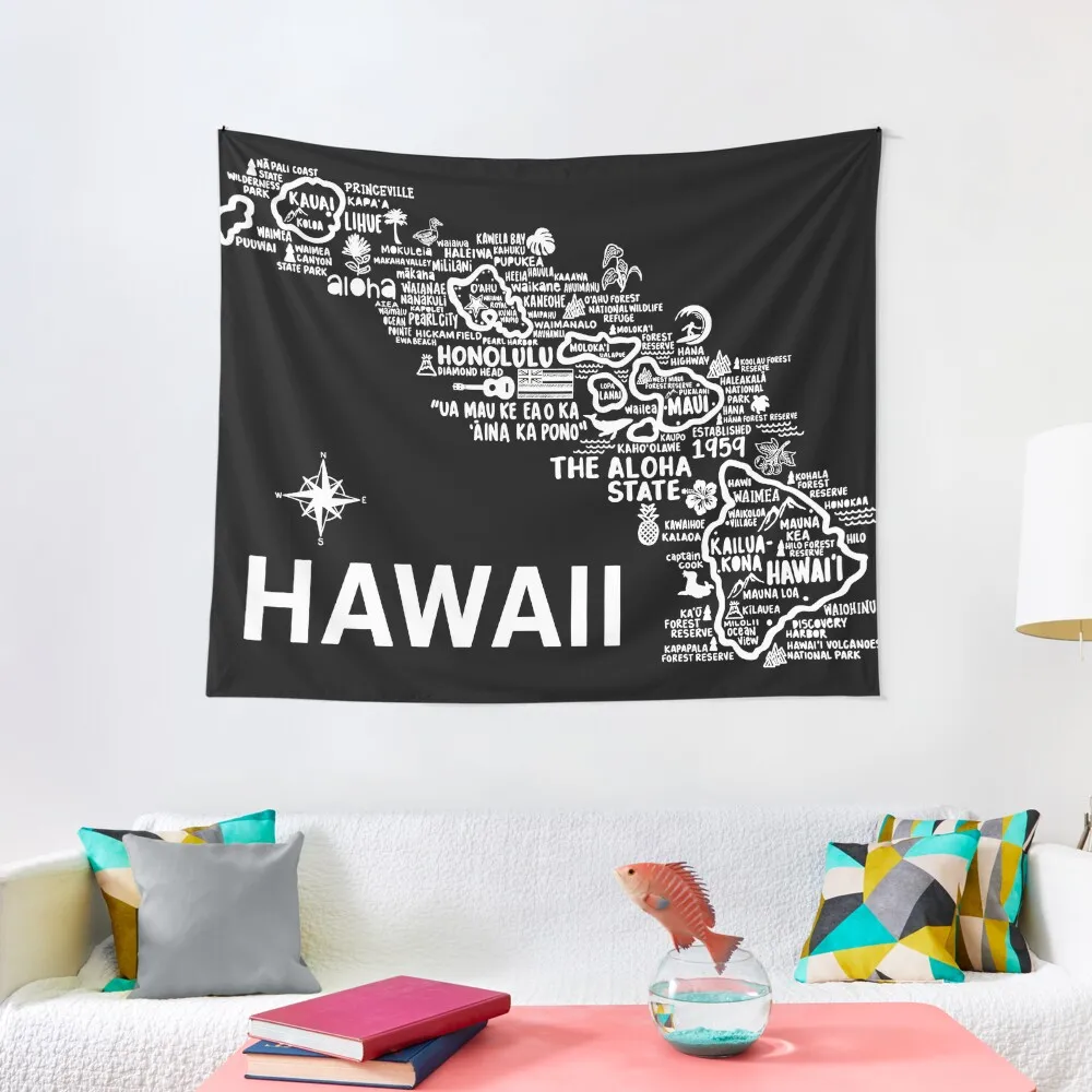 

Hawaii Map Tapestry Aesthetic Room Decoration Cute Decor Bedrooms Decor Tapestry