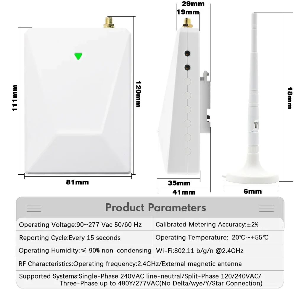 Tuya Smart WiFi Multi-Circuit 5 Channels Bi-Directional Power Energy kWh Meter Monitor AC90-480V 200A 300A with 5PCS CT Clamps