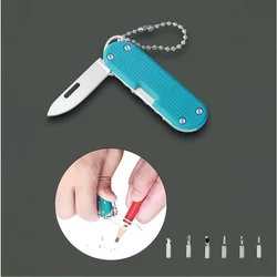 Nuovo cacciavite multifunzione 7 in 1, coltello portachiavi per piccoli utensili da esterno EDC, strumento di riparazione combinato mini cacciavite magico