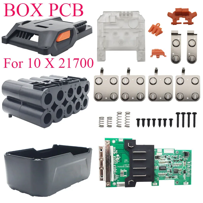 10*21700 Lithium Ion Battery Case BMS Charging Protection Circuit Board PCB For AEG For RIDGID 18V L1830R R840087 L1860R Housing