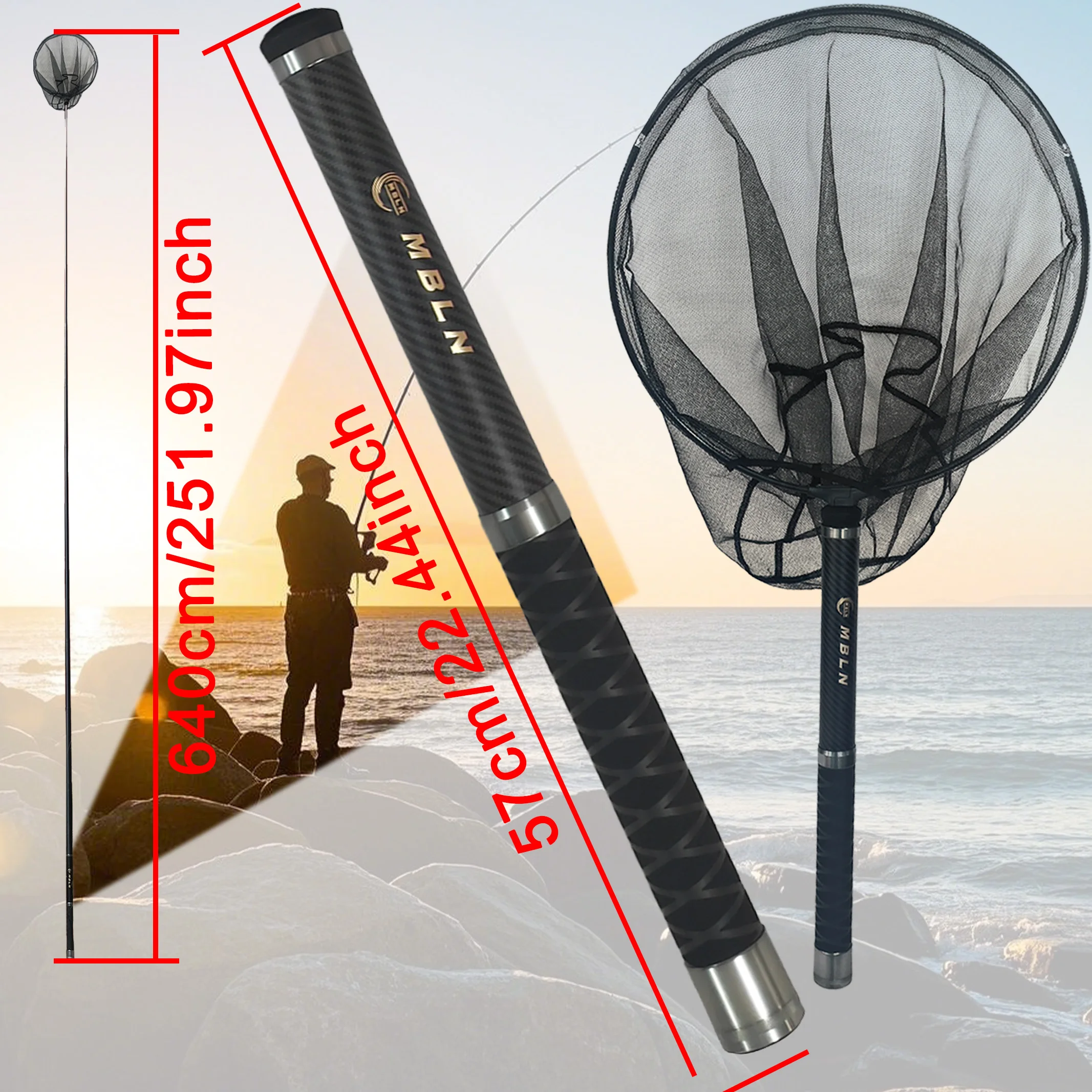 MBLN 6.4m Extra-Long Carbon La - Landing Net Telescopic 评论和价格
