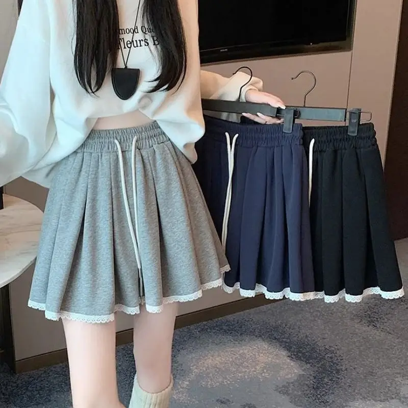 

Spring Lace Lace Skirt Women's Loose and Thin High Waist Simple Design A-word Skirt