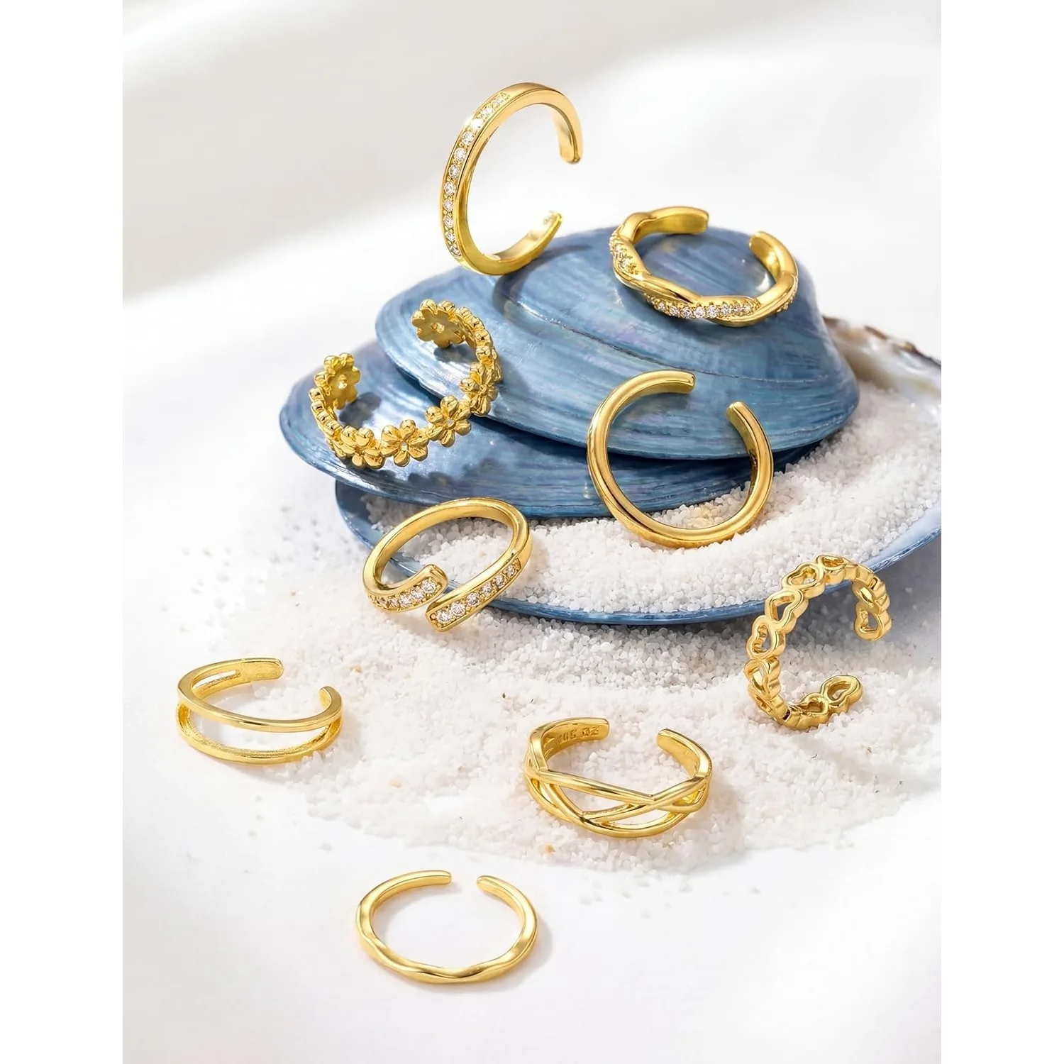 Bobisty Gold-plated Toe Rings for Women Non Tarnish Adjustable Toe Ring Dainty Open Toe Rings Waterproof Summer Beach Foot Jewel
