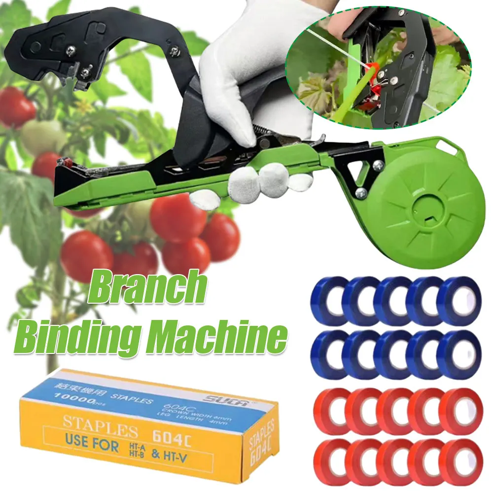 

Branch Binding Machine with 10000 Staples 20 Rolls Tape Plant Tying Machine Multi-Function Plant Vine Tying Tool for Garden