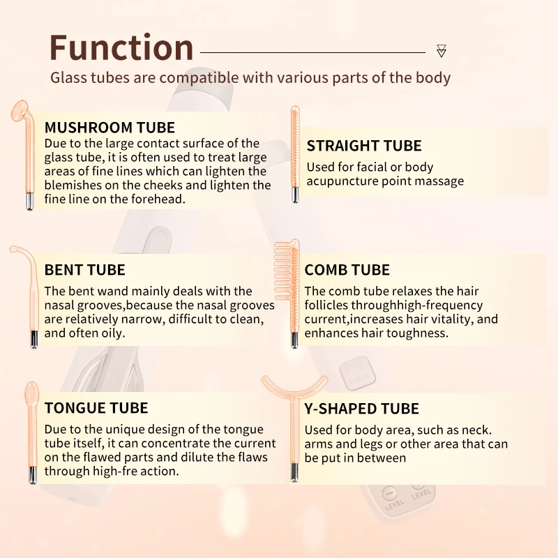 

7 IN 1 Facial Beauty Machine High Frequency Electrotherapy Wand Neon Argon Wands Remove wrinkles Inflammation Acne Skin Care EU