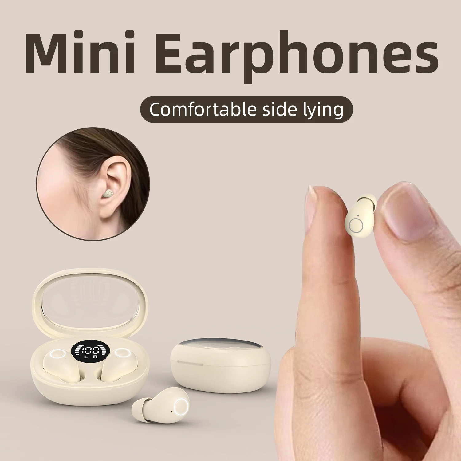 SK32 Bluetooth 5.4 Wireless Earphones Small Earbuds Sleeping Sport Invisible Headphones Bass Sound Quality Headset Sliding Cover