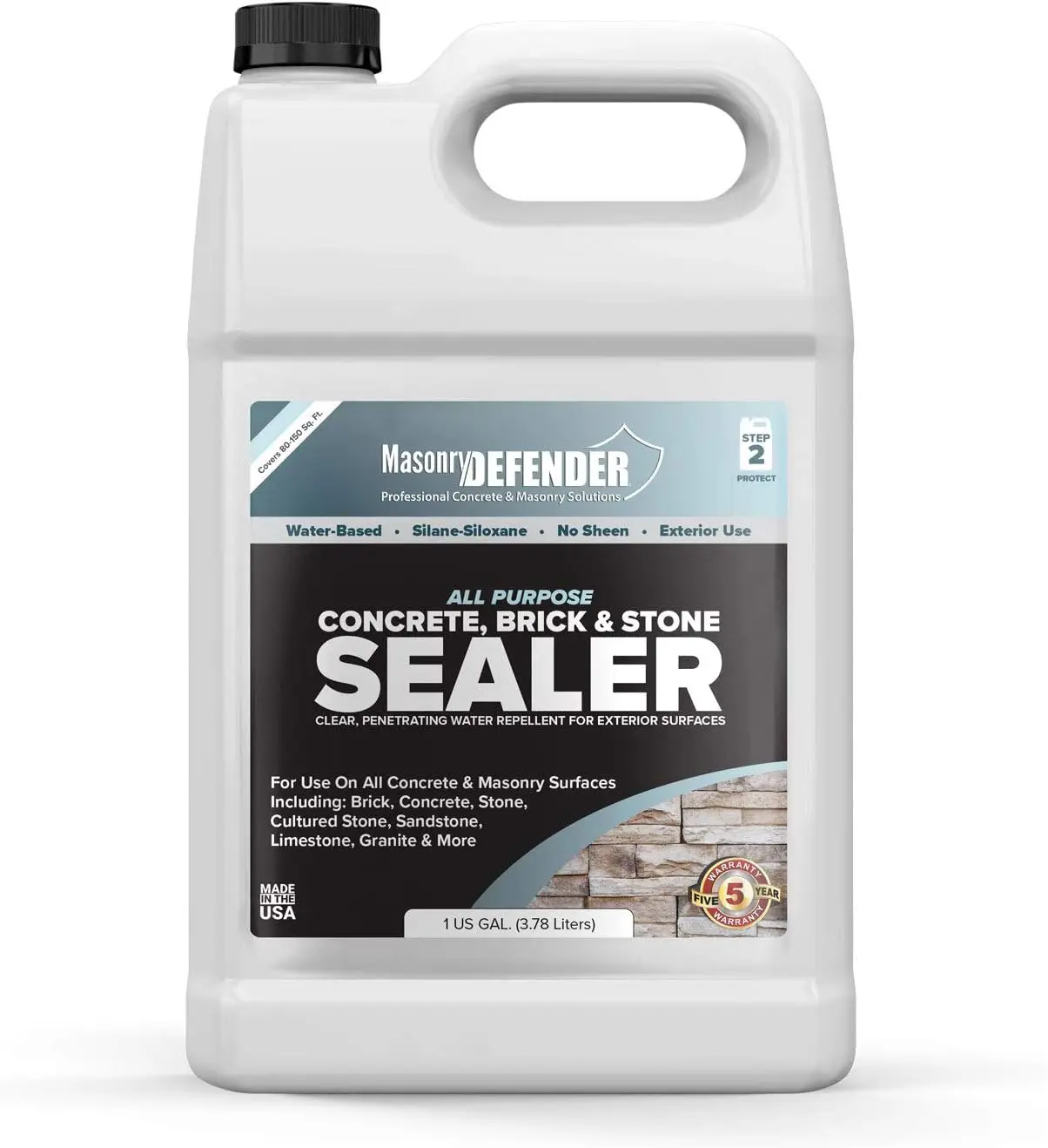 

All Purpose Brick Stone & Concrete Sealer - Transparent Penetrating Waterproof Coating for Outdoor Masonry Surfaces - 1 Gallon