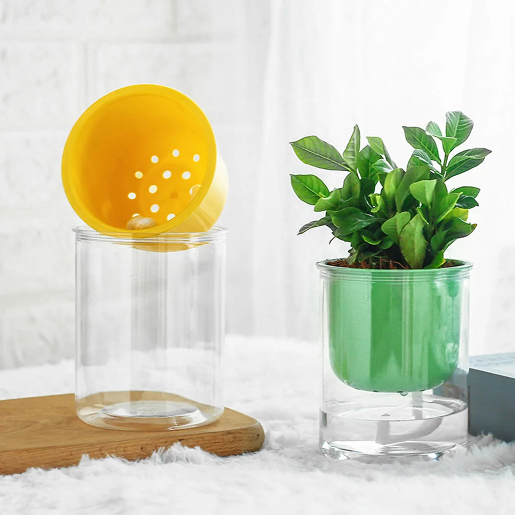

3pcs Watering Plants Water Absorption Pot Flower Pot Colorful Round Blue Green Yellow Lazy Planters Succulent Basins Indoor