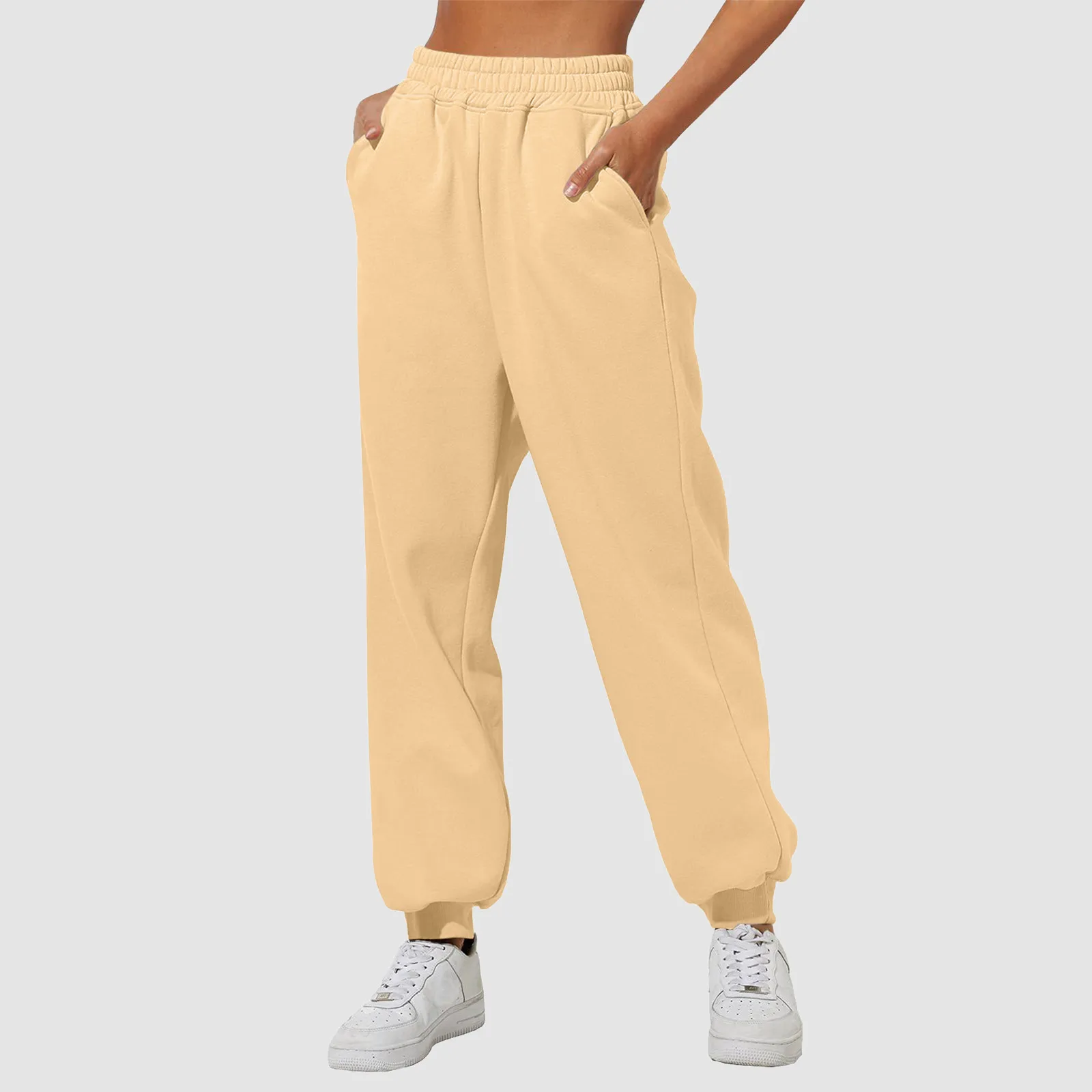 

Women Sweat Pants Casual Fleece Lined Wide Straight Leg Exercise Bottom Joggers Pants Workout High Waist Leisure Wear 2024