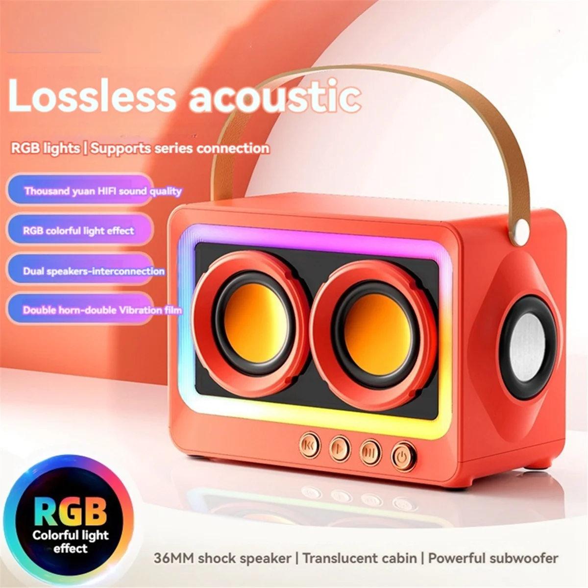 Speaker Bluetooth portabel suara, pengeras suara musik tanpa kabel Radio FM Mini Dual Speaker Bluetooth Audio putih