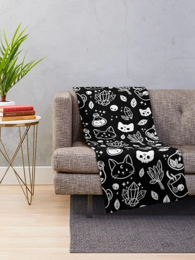 Herb Witch // Black and White | Nikury Throw Blanket heavy to sleep for sofa warm winter Blankets