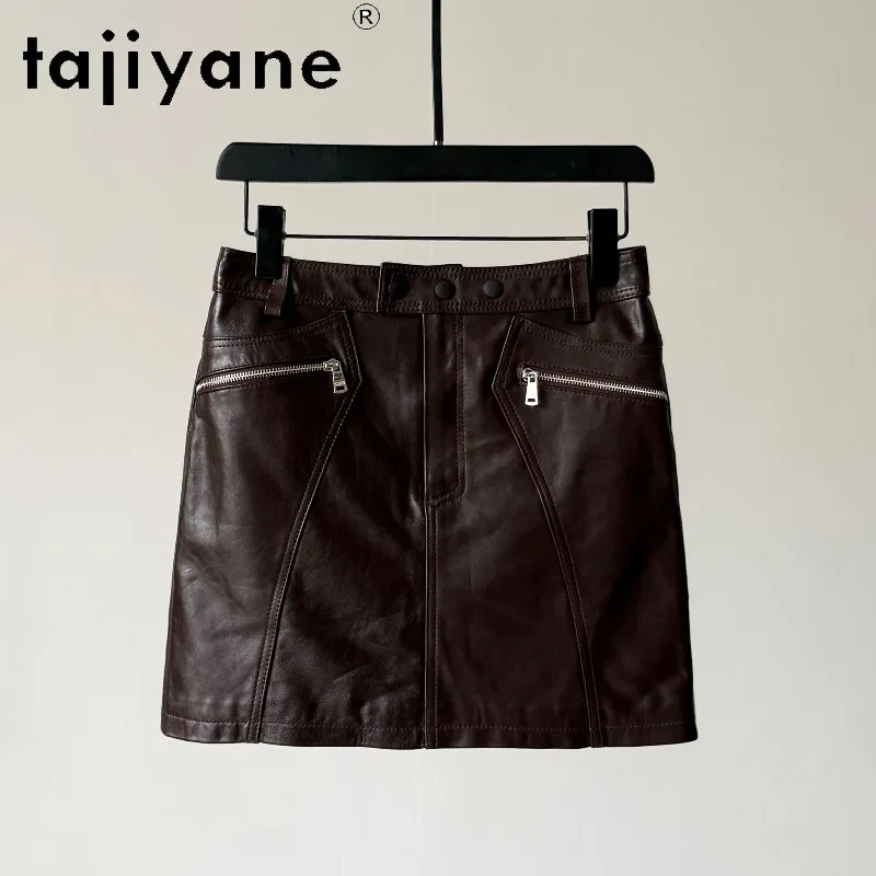 TAJIYANE Genuine Leather Skirt Causal Women's Skirts Zipper A-line Skirts 2026 Woman Sheepskin Pencil Skirt Slight Stretch Юбка