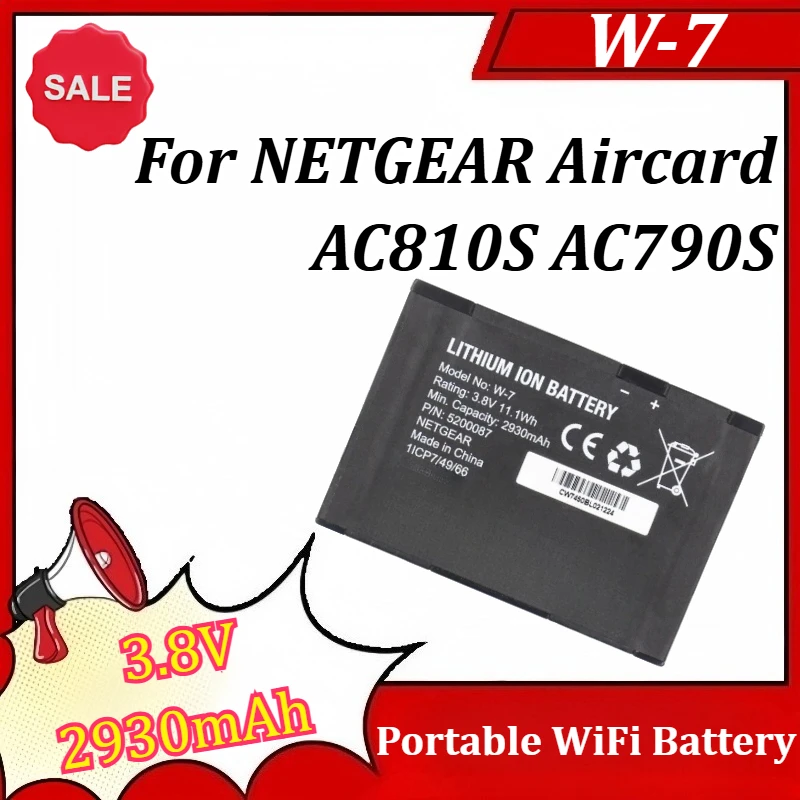 

3.8V 2930mAh W7 W-7 Battery for NETGEAR Aircard AC810S AC790S Portable WiFi Battery