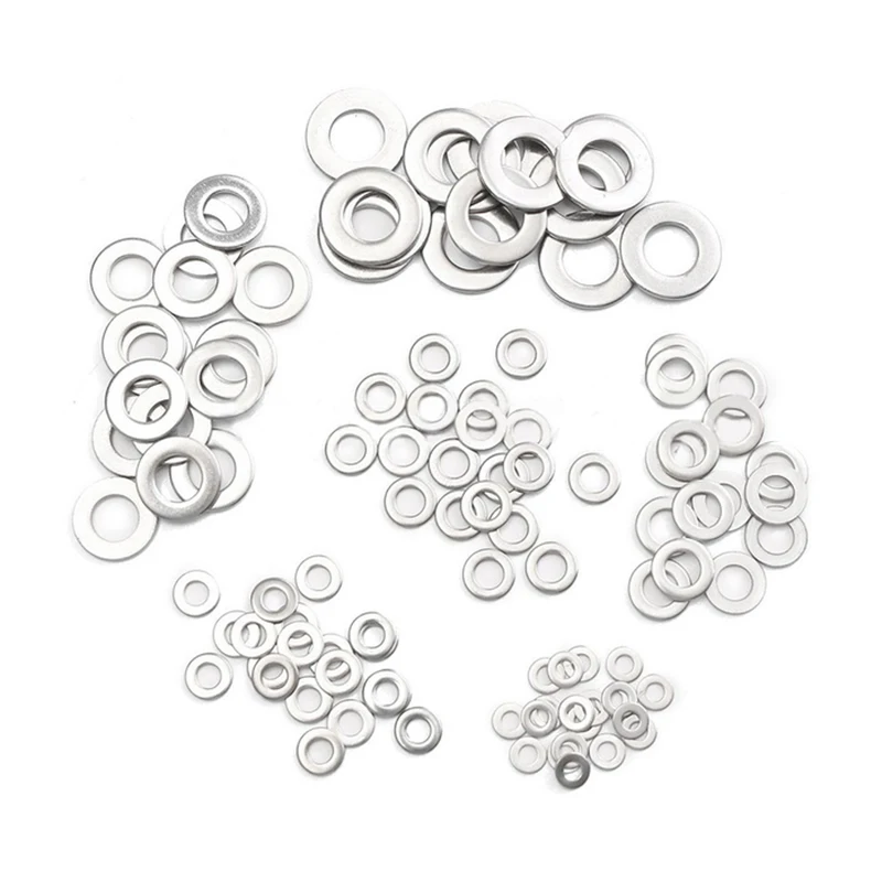 

105Pcs 304 Flat Stainless Steel Washers M3 M4 M5 M6 M8 M10 For Screws Repair Kit Tool