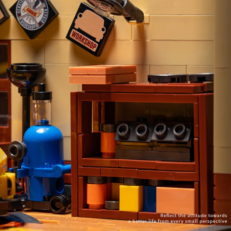 1:24 ensembles de construction de magasin de réparation de voiture bricolage décoration de bureau blocs de construction de magasin automobile idée de modèle cadeaux pour garçons enfants adultes 750 pièces