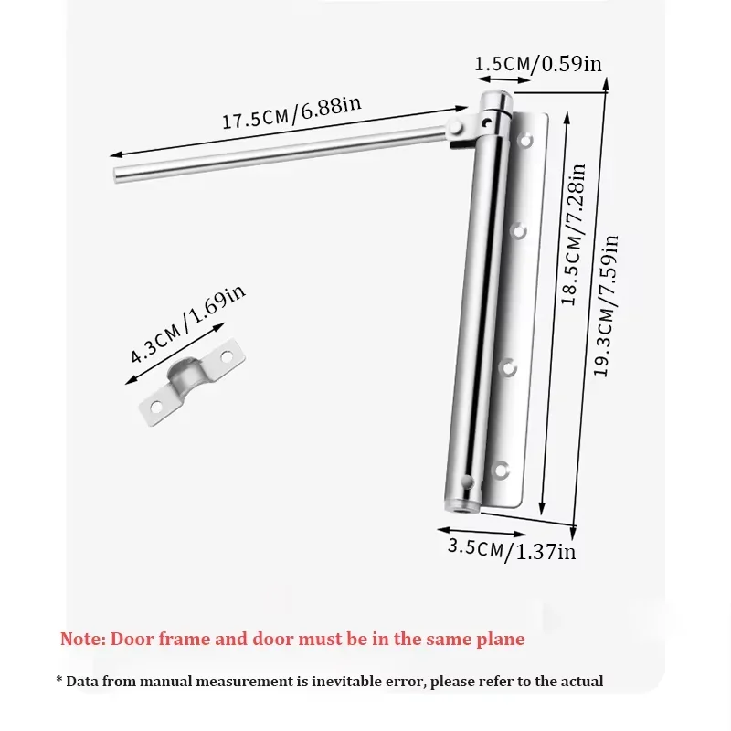 Automatic Door Closer Stainless Steel Device Invisible Spring Buffer Operator Household Lightweight Door Closer Door Hardware