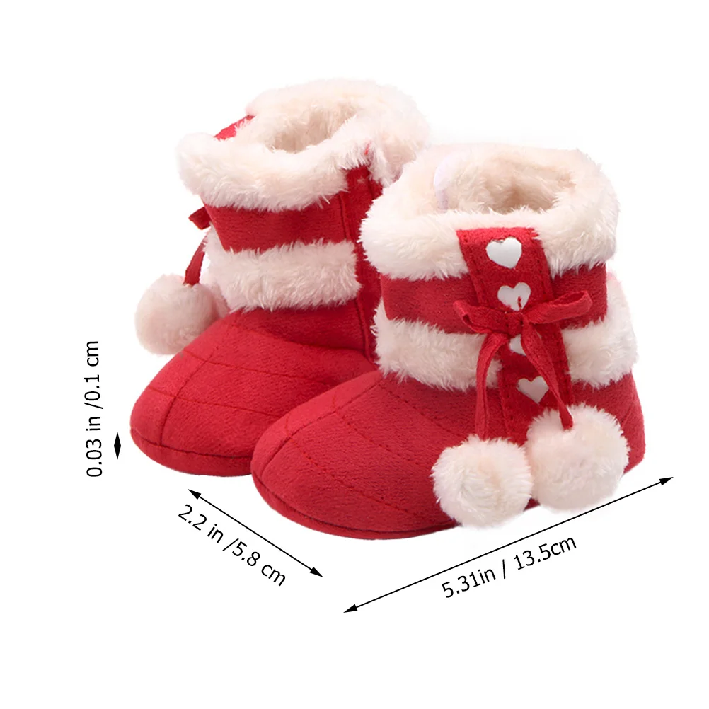1 paire de chaussons de noël chauds pour bébé, chaussures d'hiver en coton doux avec nœud papillon pour les premiers pas des tout-petits
