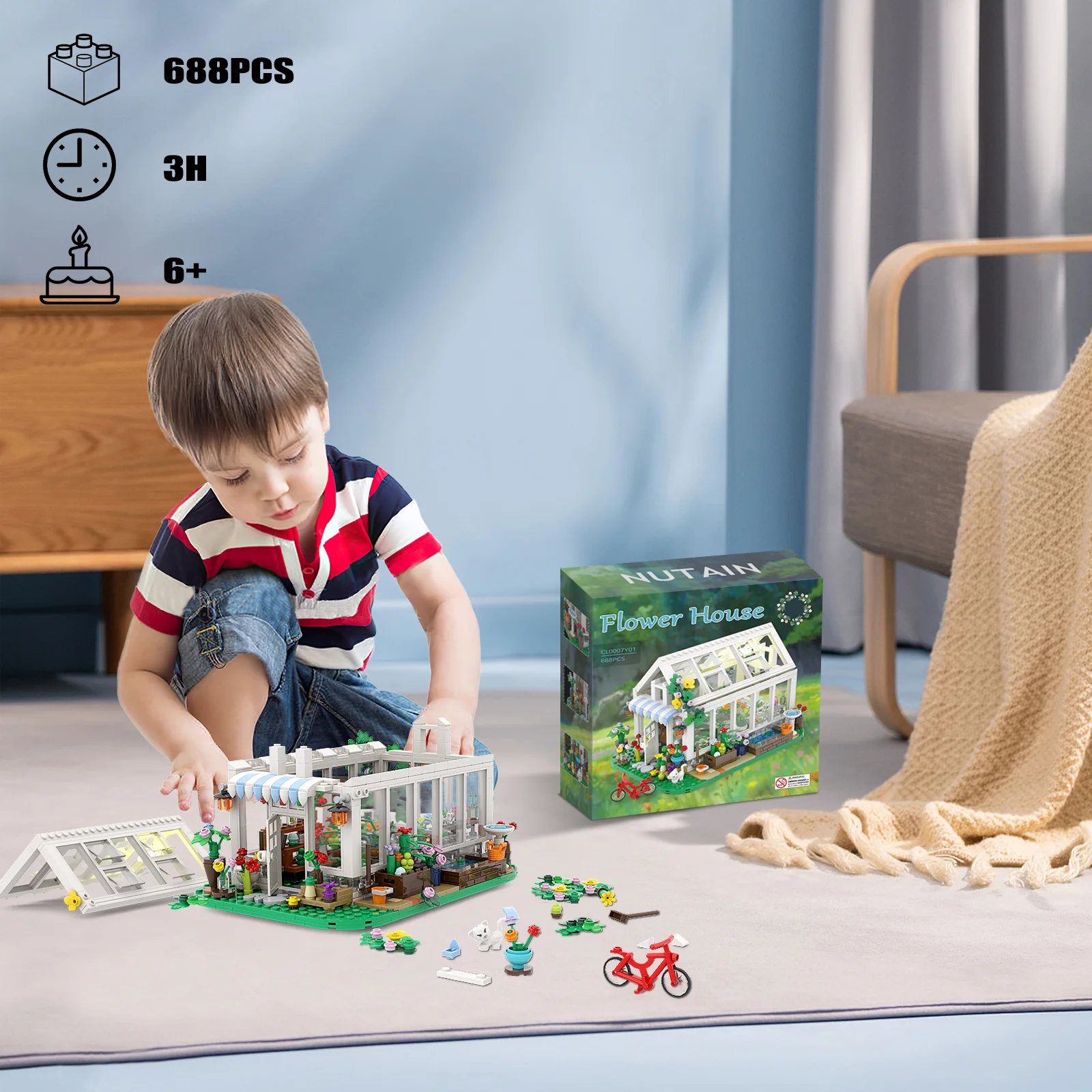 688PCS la più recente casa dei fiori Mini Building Block Set City Street View serra Building Blocks kit di modelli regali di compleanno