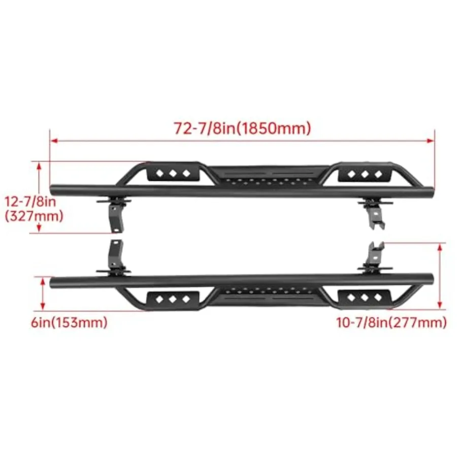 Treeplanken Drop Side Step Compatibel met 20212025 Ford Bronco 4-deurmodellen Heavy Duty Black Tube Rock Slider Rails Step Ba