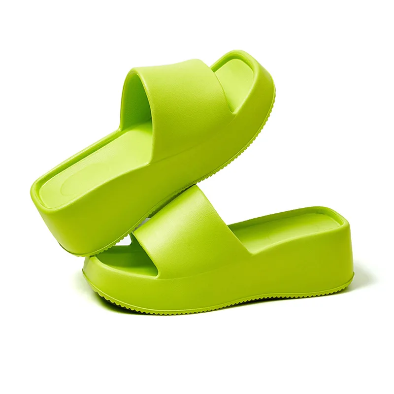 Vrouwen Mode Slippers 6Cm Sleehak Outdoor Indoor Glijbanen Eva Zachte Teenslippers Dikke Zool Anti-Slip Sandalen Voor Meisjes