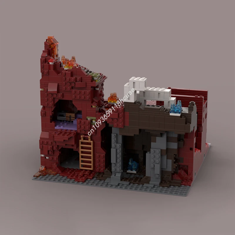 2230pcs MOC Nether Modular Building Lava Lake Modular Building Blocks Christmas Gift asy-to-Start Beginner Friendly Kit