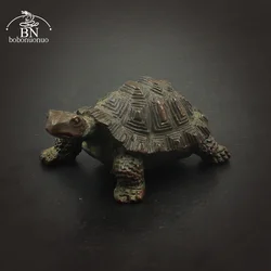 Antique Solid Copper Turtle Ornaments Trumpet Longevity Animal Figurine Miniature Sculpture Home Office Desktop Decoration Craft