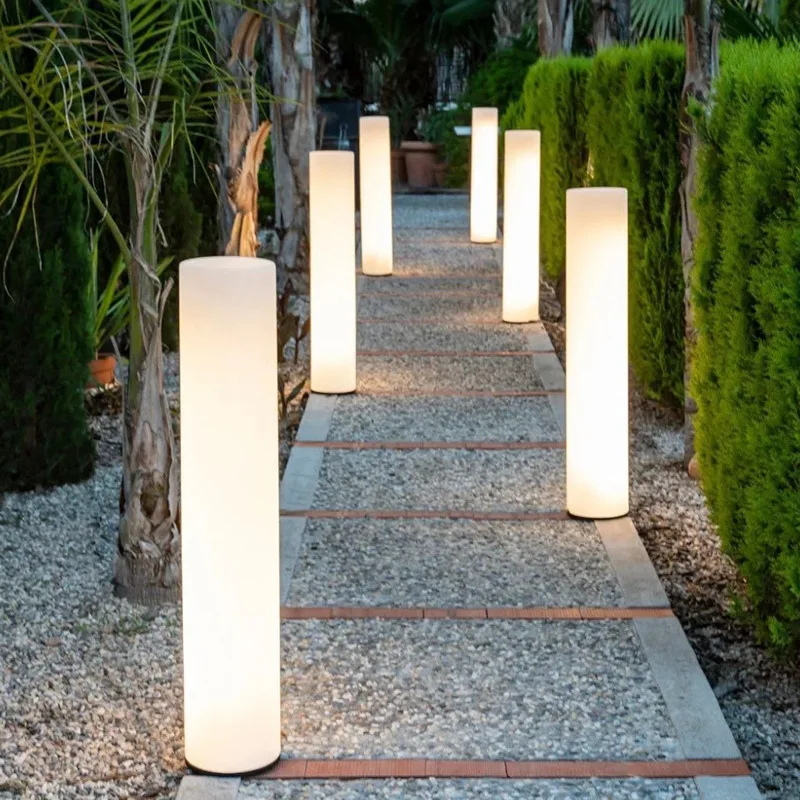 

Outdoor landscape luminous cylindrical lamp Sales lighting Solar lawn pillar lamp Hotel villa decorative floor lamp