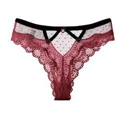 Sexy Fashion Lace Solid Color Low Waisted Panty Lingerie for Woman Hollow out Women's Thong Pants Underwear