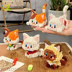 HUIQIBAO Cute Cat Micro Model Building Block Kids Mini Pets City Cartoon Animal Diamond Bricks Educational Toys Children Gift