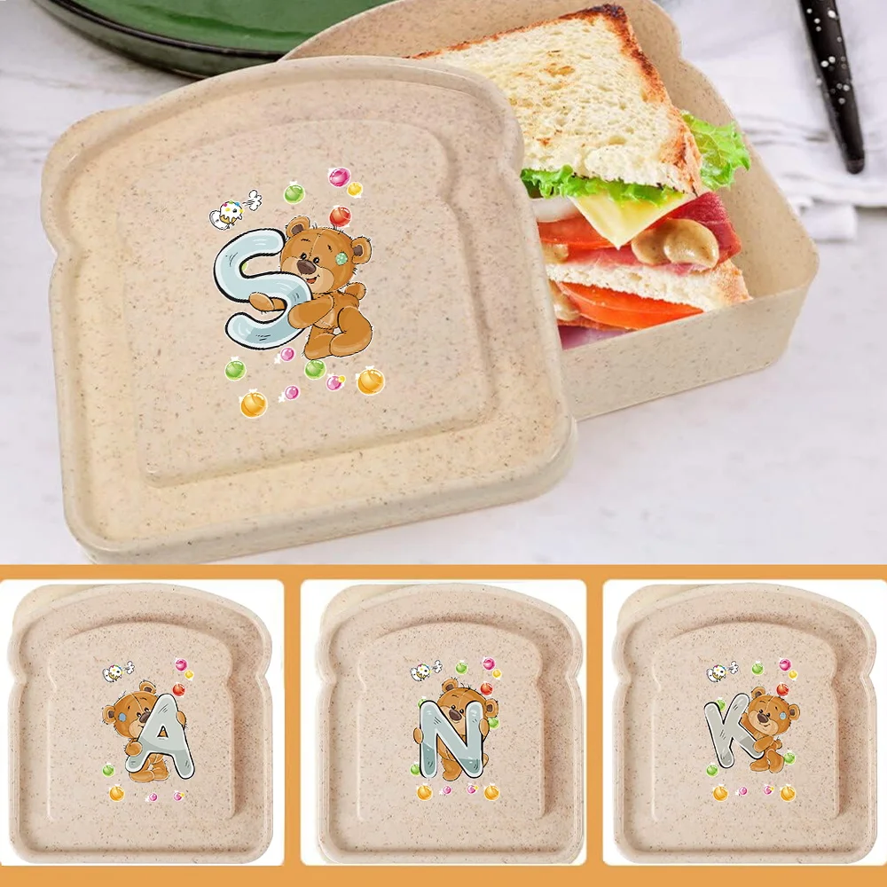 Toast Bento Storage Box Sealable Reusable Sandwich Freshness Container Oversized Bread Storage Organizer Bear Pattern