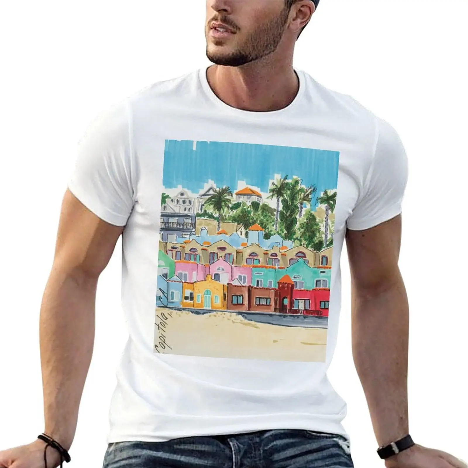 Urban sketch T-Shirt Plus Size Street Style Tee