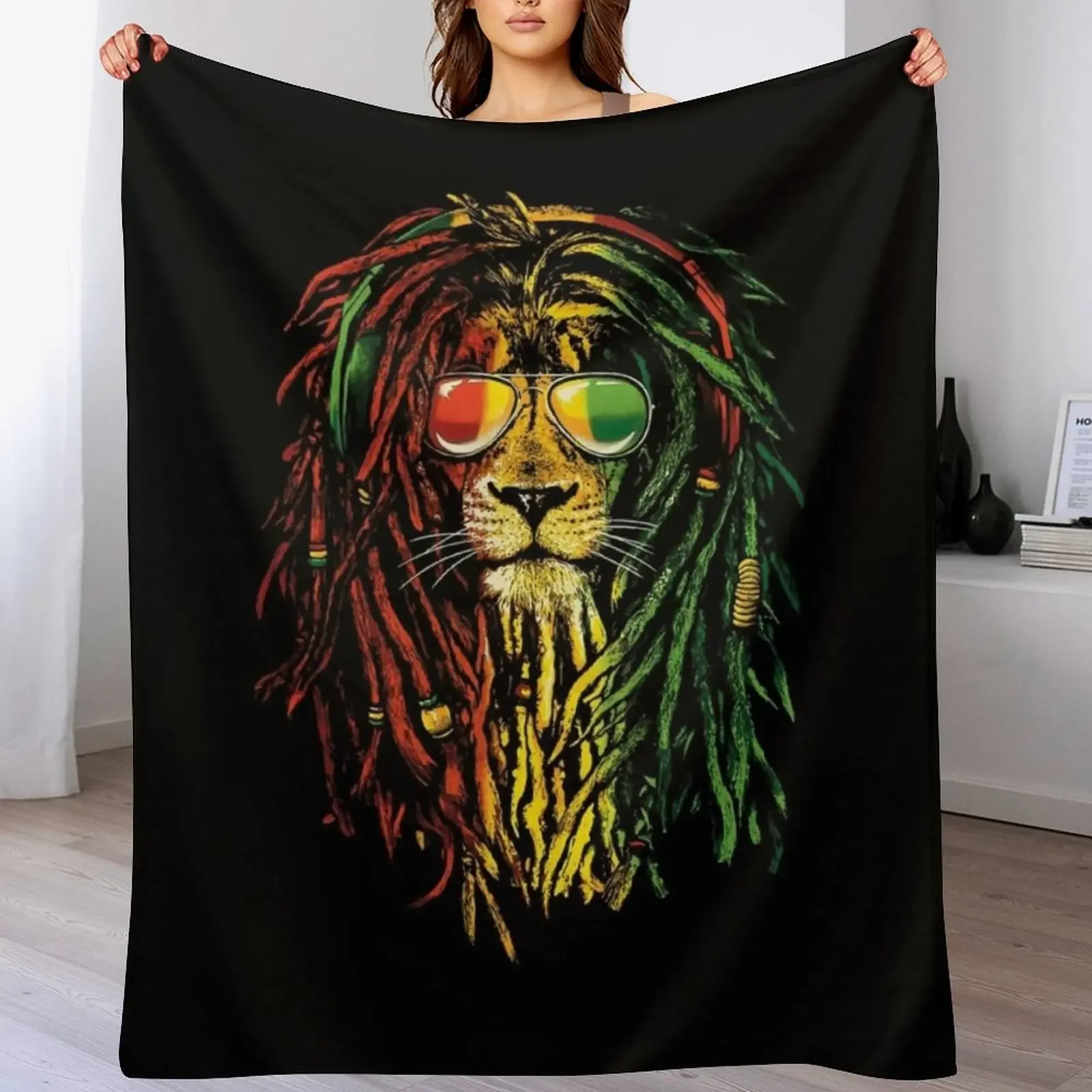 

Bob Marley Lion Throw Blanket Cozy Napping Blanket Gift for Mom Dad