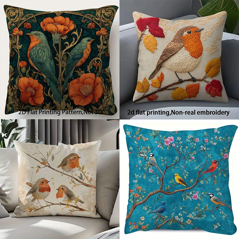 

Очаровательная наволочка с птицами и цветами — красочная наволочка с изображением птиц и ботаническим узором для изысканного домашнего декора