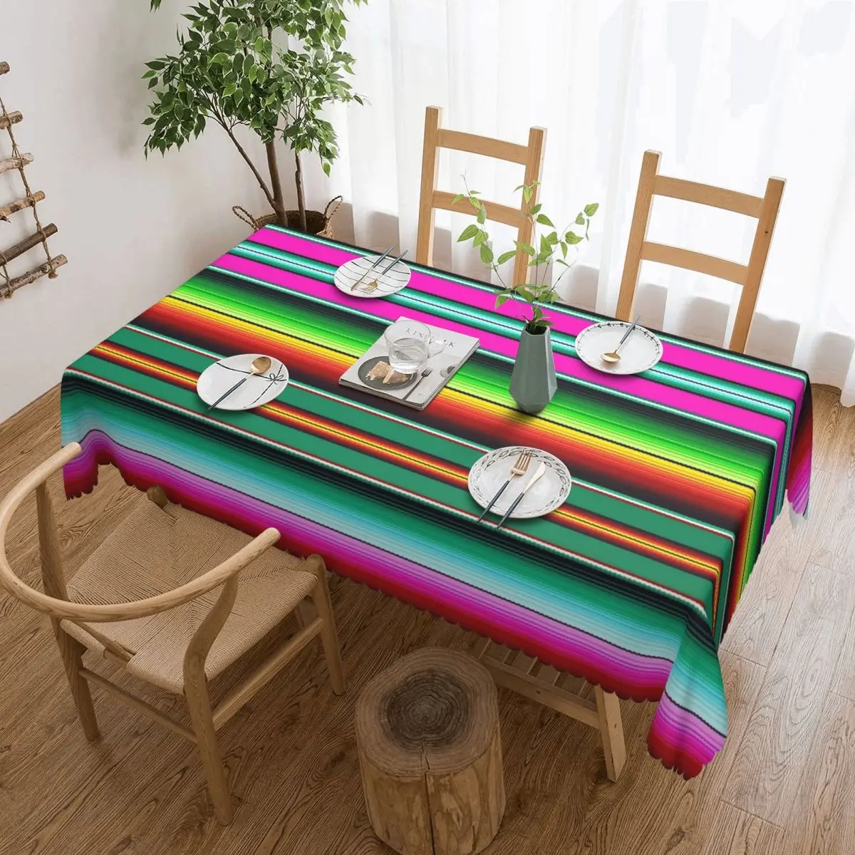 Mexican Indigenous Blanket Custom Rectangular Tablecloth Waterproof Table Cover for Dining Events Table Cloth