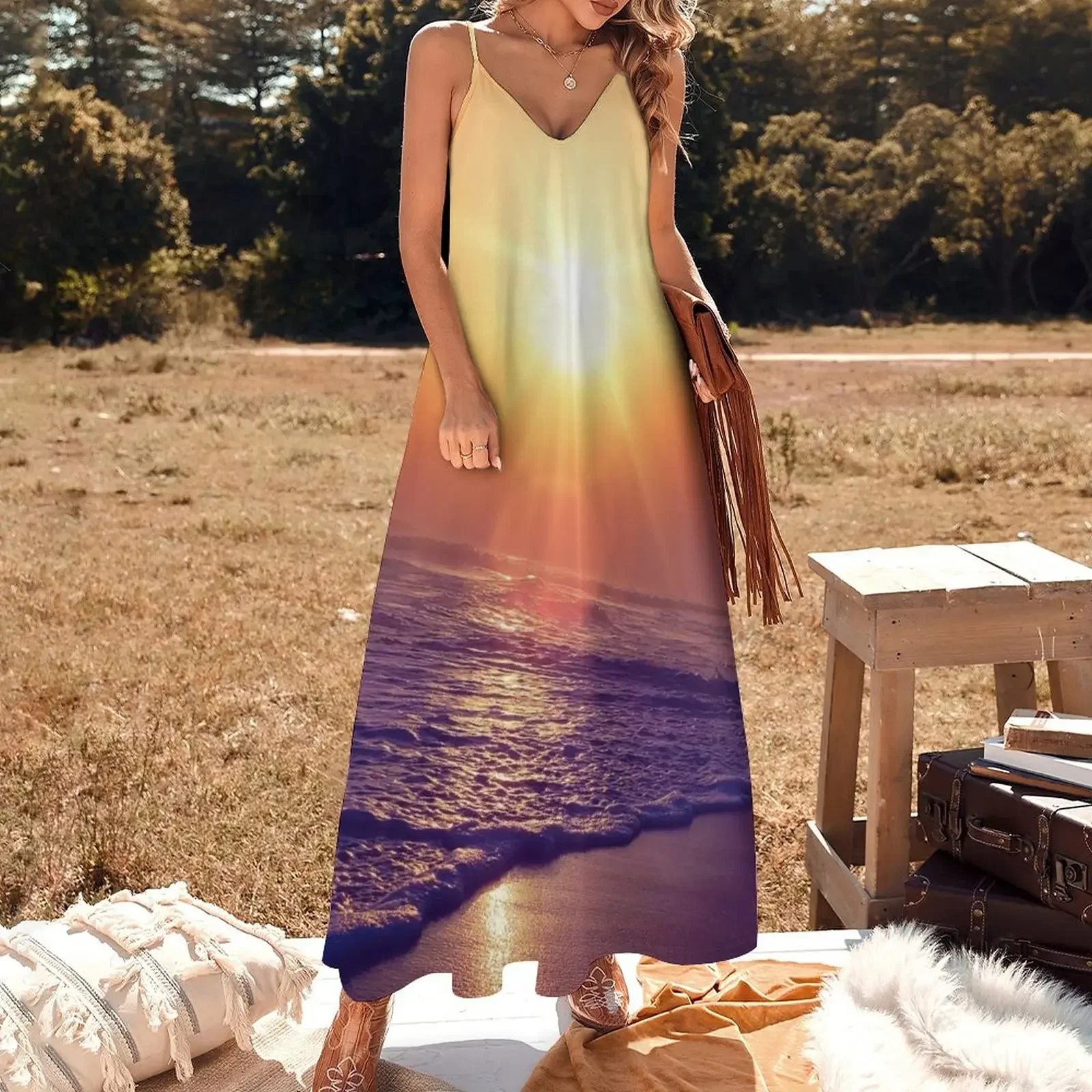 Sunset Sleeveless Dress dress women summer prom clothes beach outfits for women