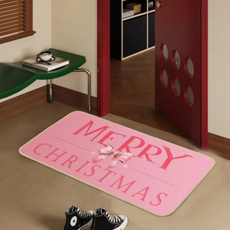 Merry Christmas doormat, Christmas tree pattern entrance non slip rubber doormat